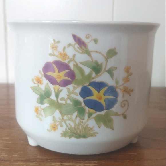 Vtg 1980 Ceramic Cachepot 3 Footed Planter Vase Bowl Floral Design San Francisco - Picture 10 of 14